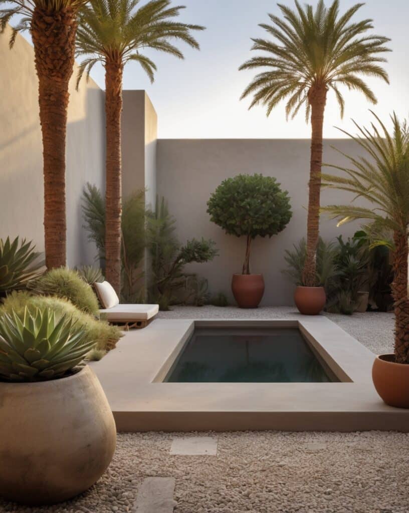 Gravel Courtyard with Palm Clusters