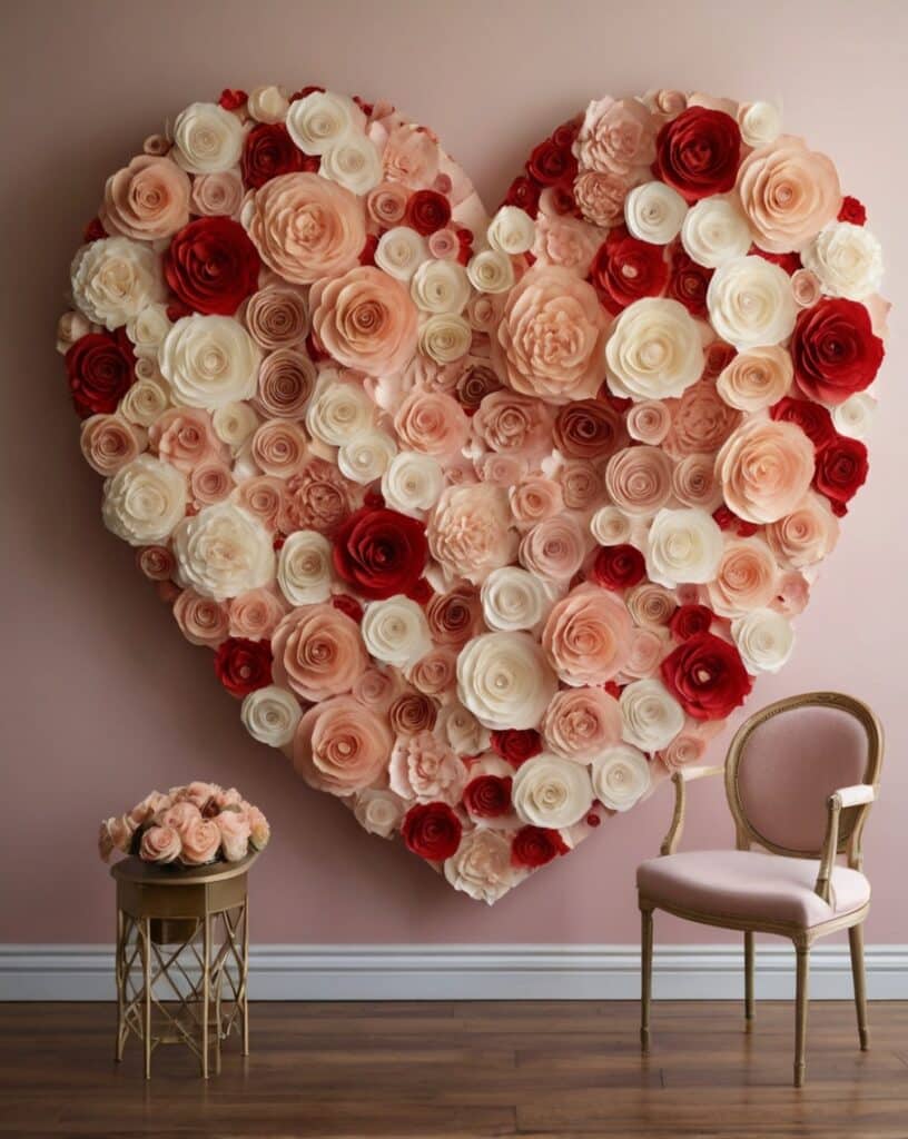 Paper Flower Heart Installations