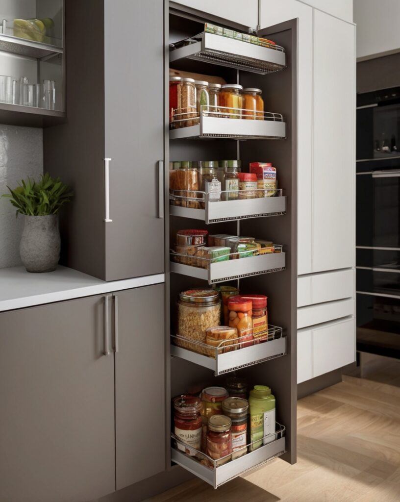 Secret Sliding Side Pantry in a Cabinet Gap