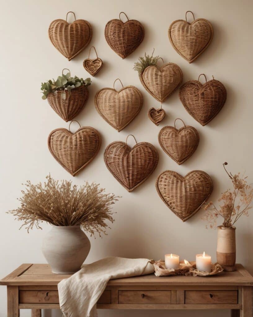 Woven Heart Baskets as Wall Decor