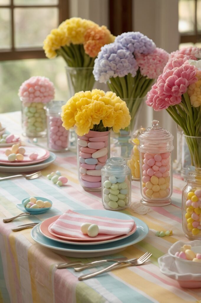 Apothecary Jar Centerpieces Full of Candy Layers