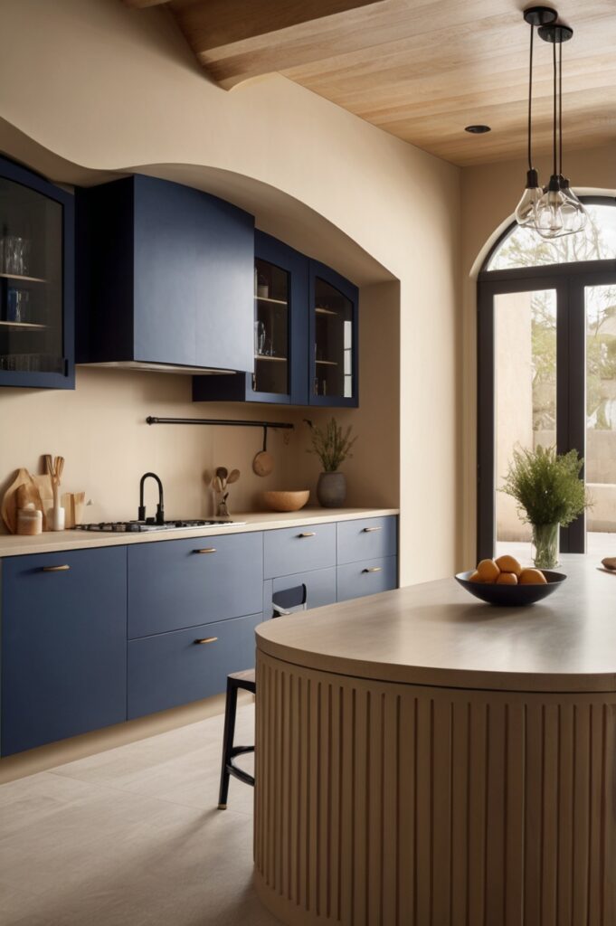 Arched Blue Pantry Door with Beige