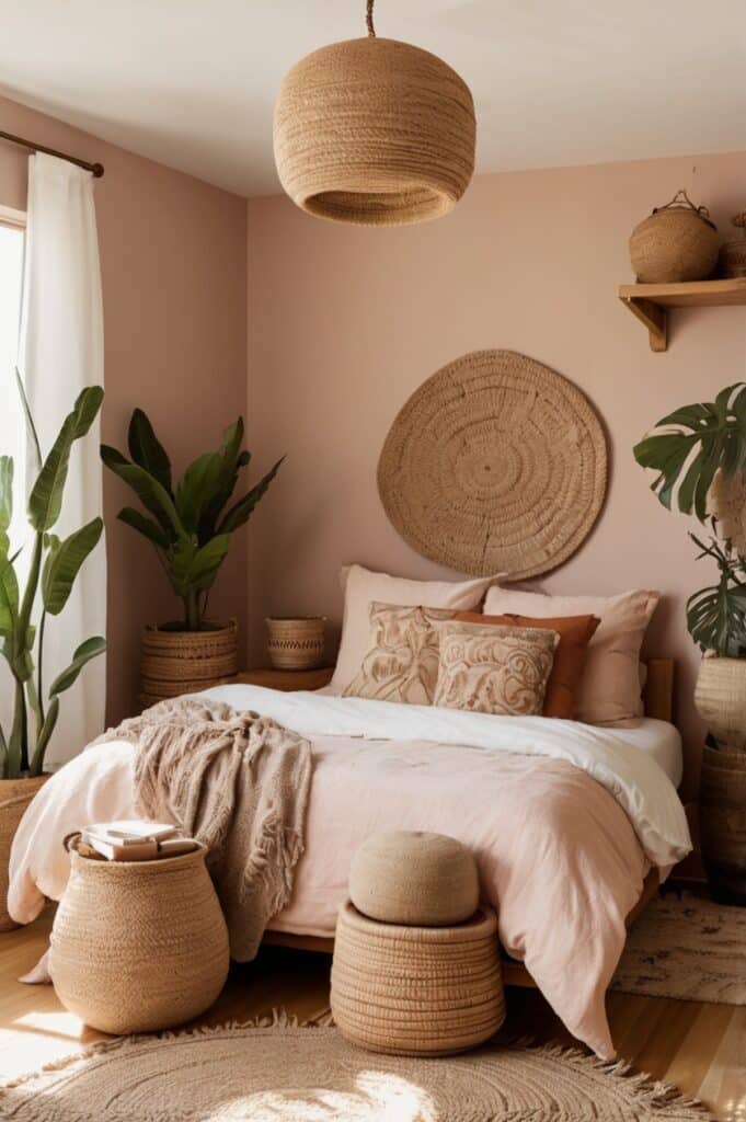 Boho Chic Pink with Rattan & Macramé