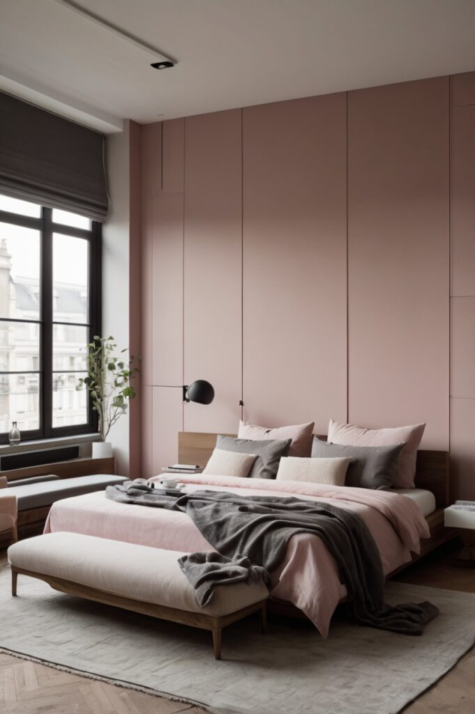 Chalky Pink Headboard + Matte Grey Everything Else