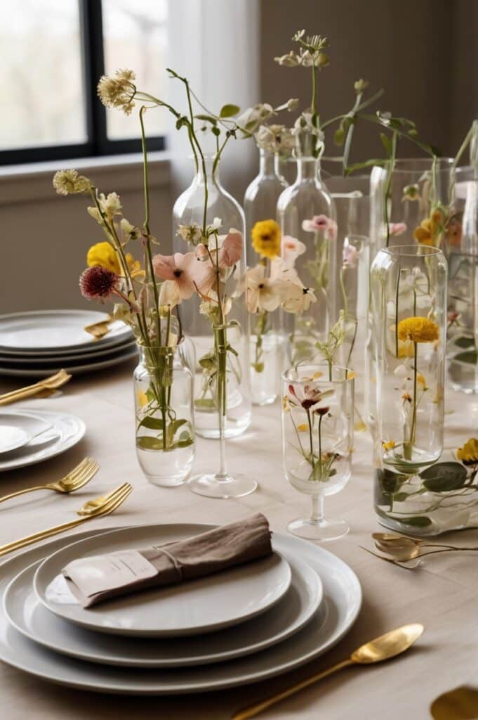Clear Plates Over Pressed Flowers