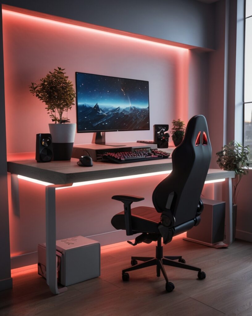 Floating Desk with Hidden RGB Underbelly