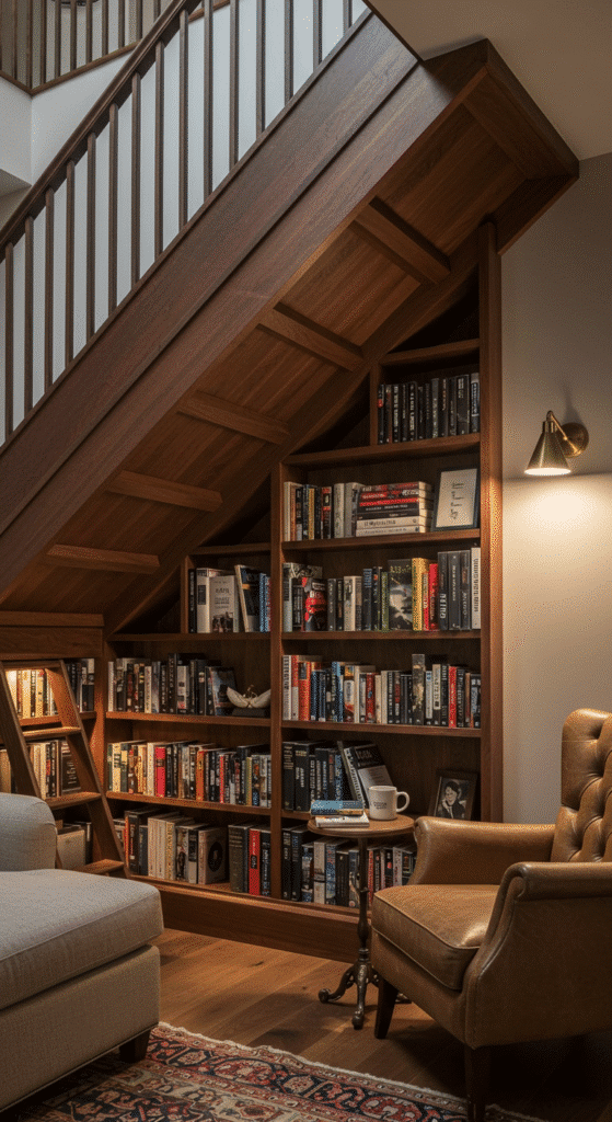 Staircase Library with Rolling Ladder