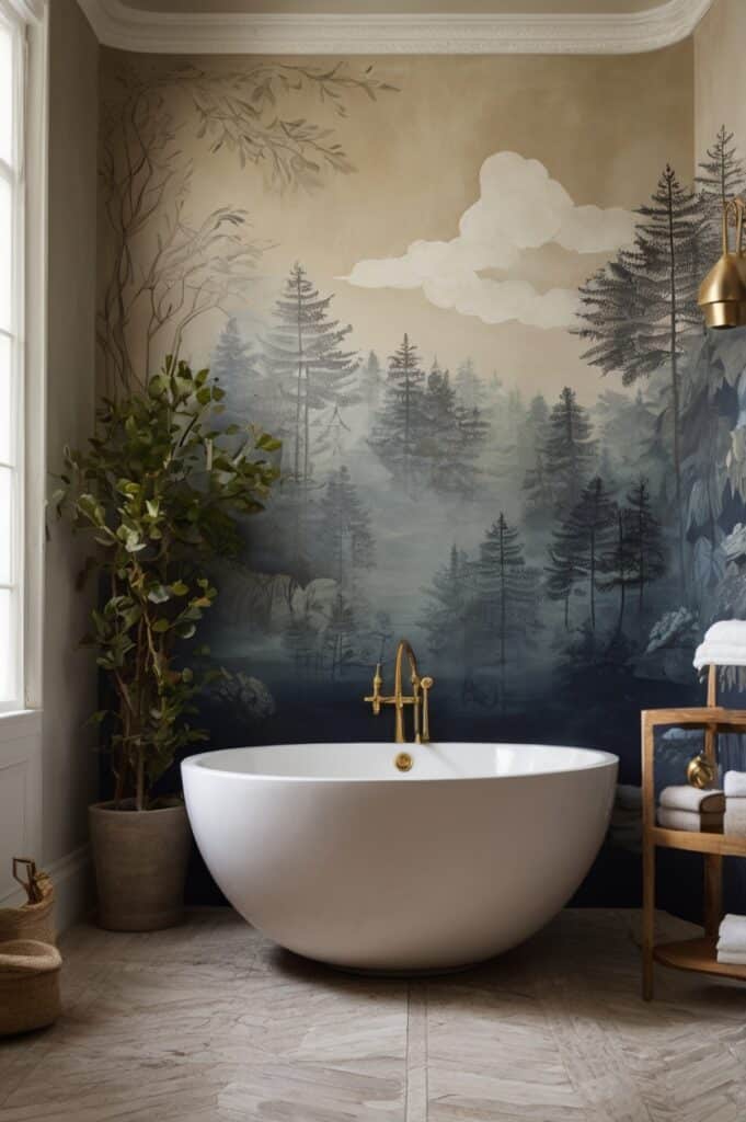 Mural Upper Wall with Solid Painted Base
