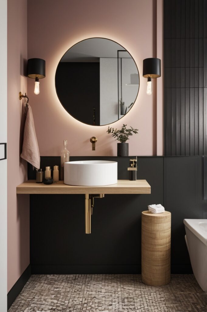 Soft Black Below, Limewash Pink Above