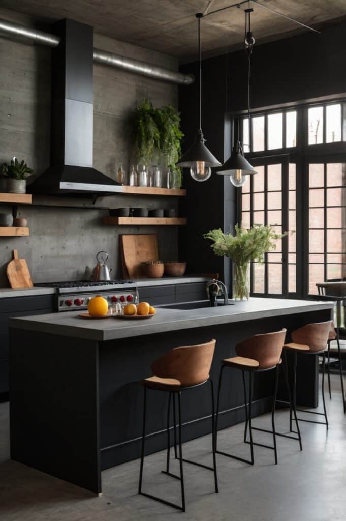 Matte Black & Bare Concrete