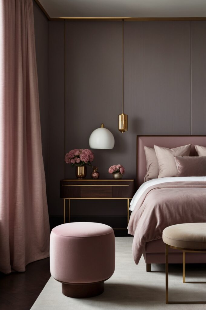 Mulberry Curtains + Fog Grey Wallpaper