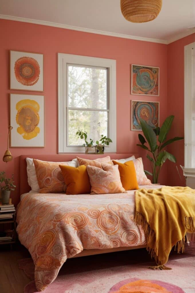Retro 70s Pink with Tangerine & Mustard