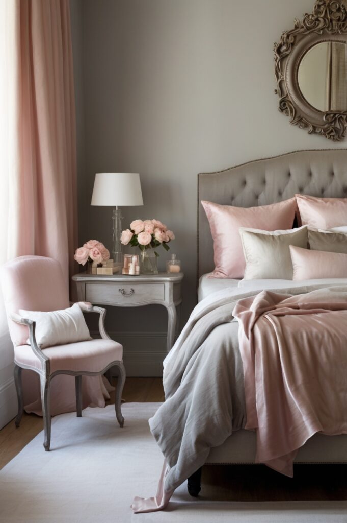 Rose-Tinted Mirror + Silver-Grey Walls