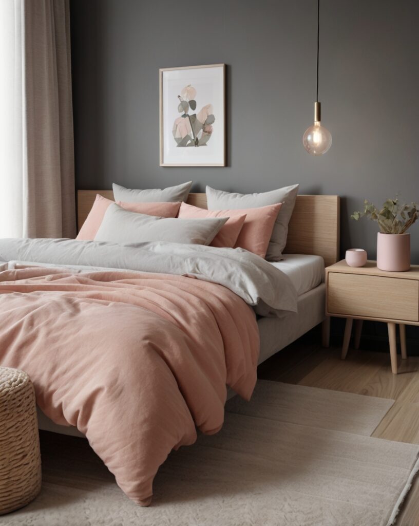 Salmon Pink & Light Concrete Grey