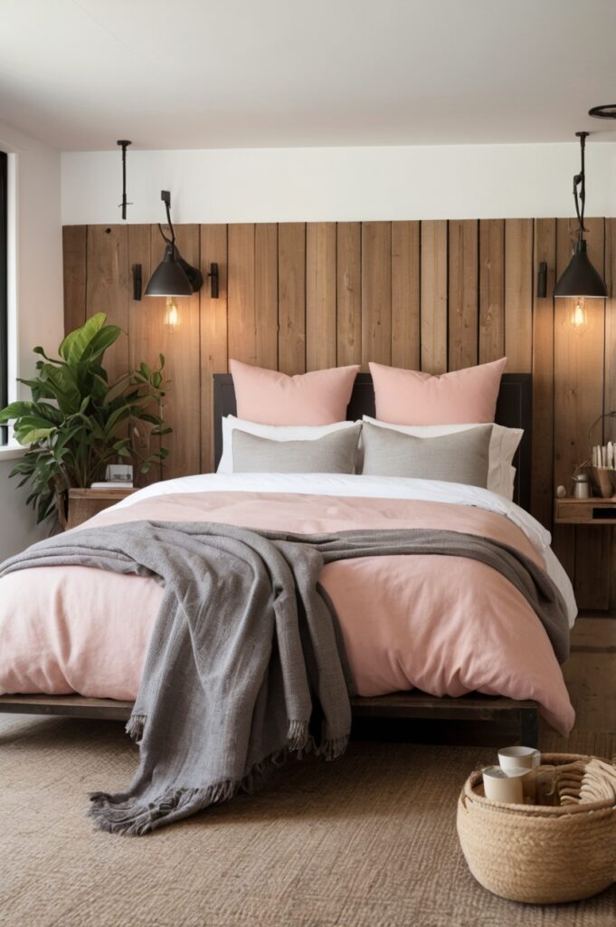 Salmony Pink Panels + Gunmetal Bed Frame