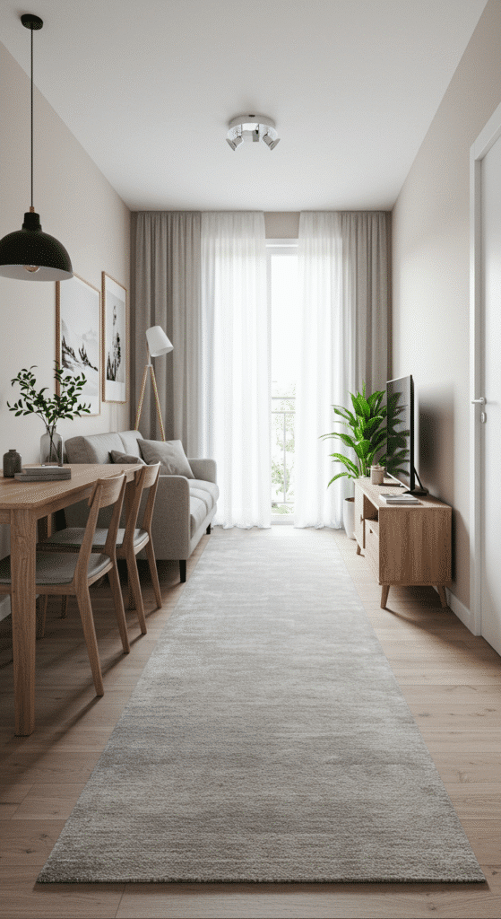 Use a Long Rug to Stretch the Space