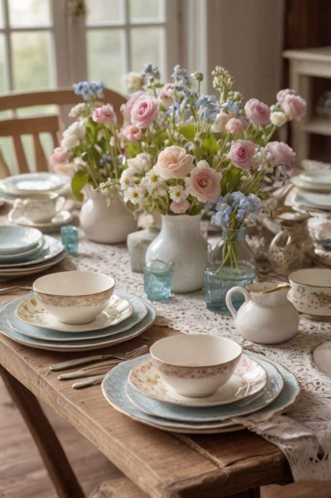 Vintage Floral China with Mismatched Charm