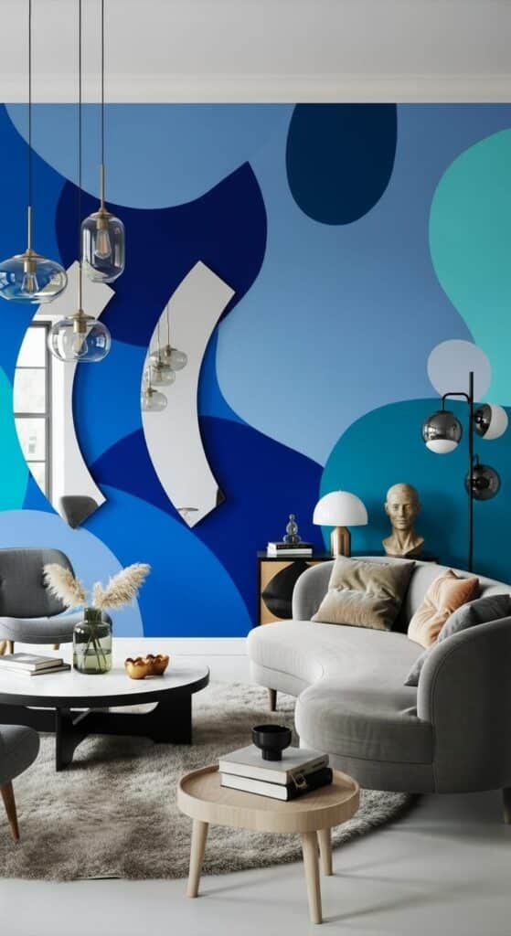 Blue Murals + Grey Retro Shapes
