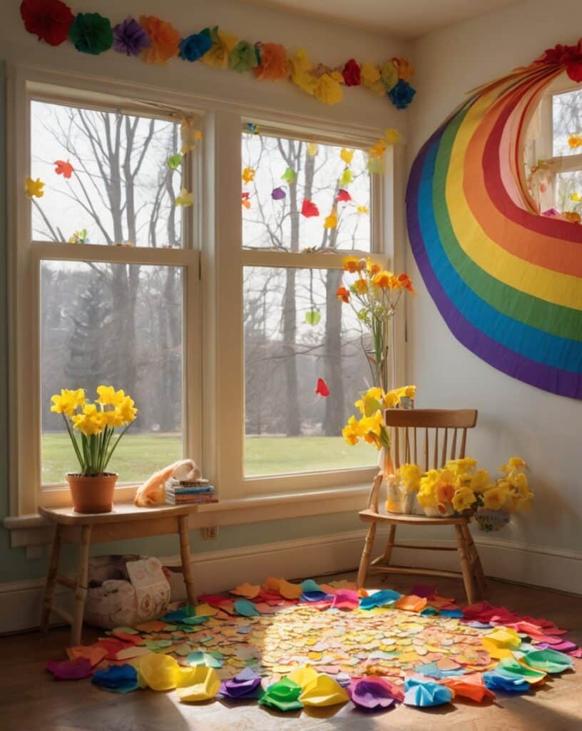 Window Rainbow with Tissue Paper