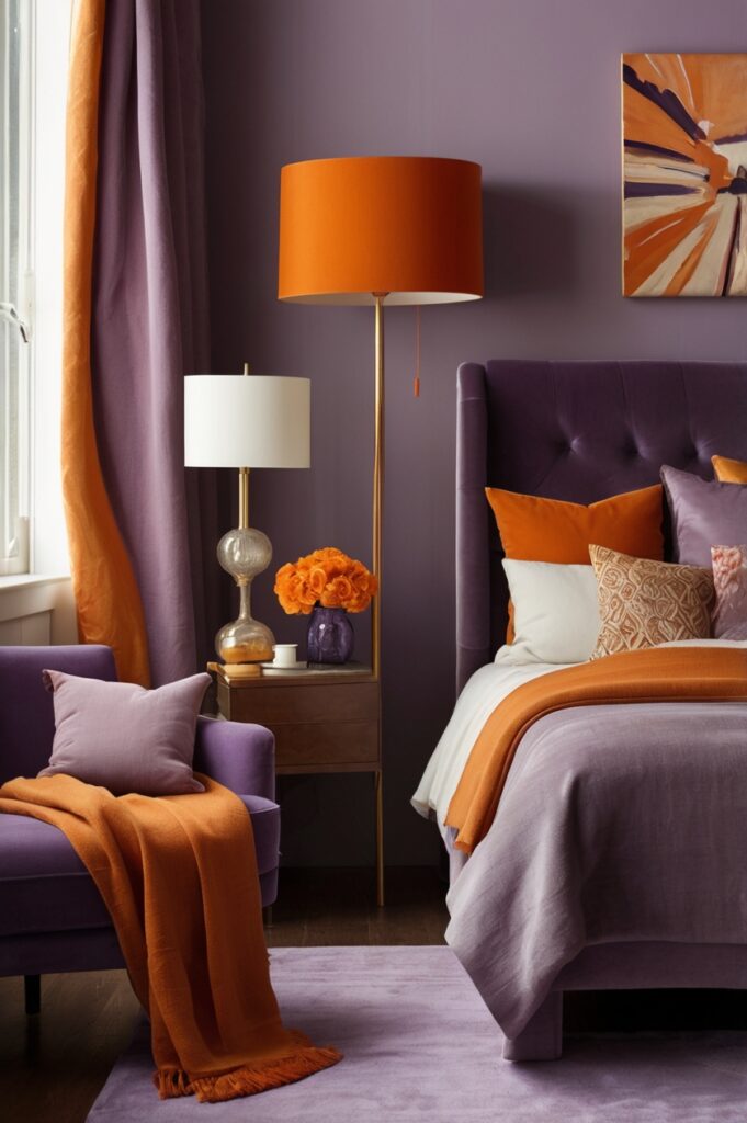 . Lavender Walls with Unexpected Pops of Burnt Orange