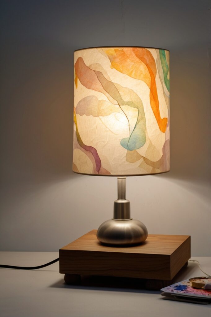 Paintable Paper Lamp with Watercolor Diffusion