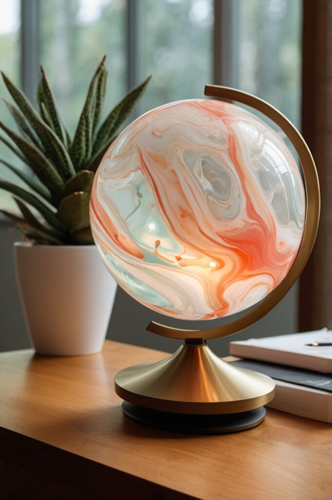 Hand-Blown Swirl Globe with Hidden Speakers