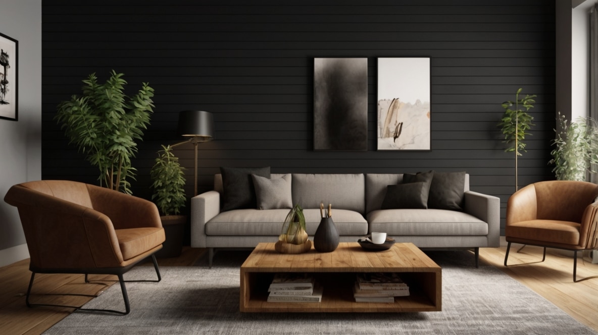 Black Shiplap Wall Living Room Ideas