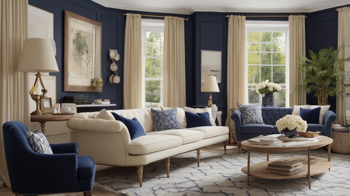 Navy and Cream Living Room Ideas