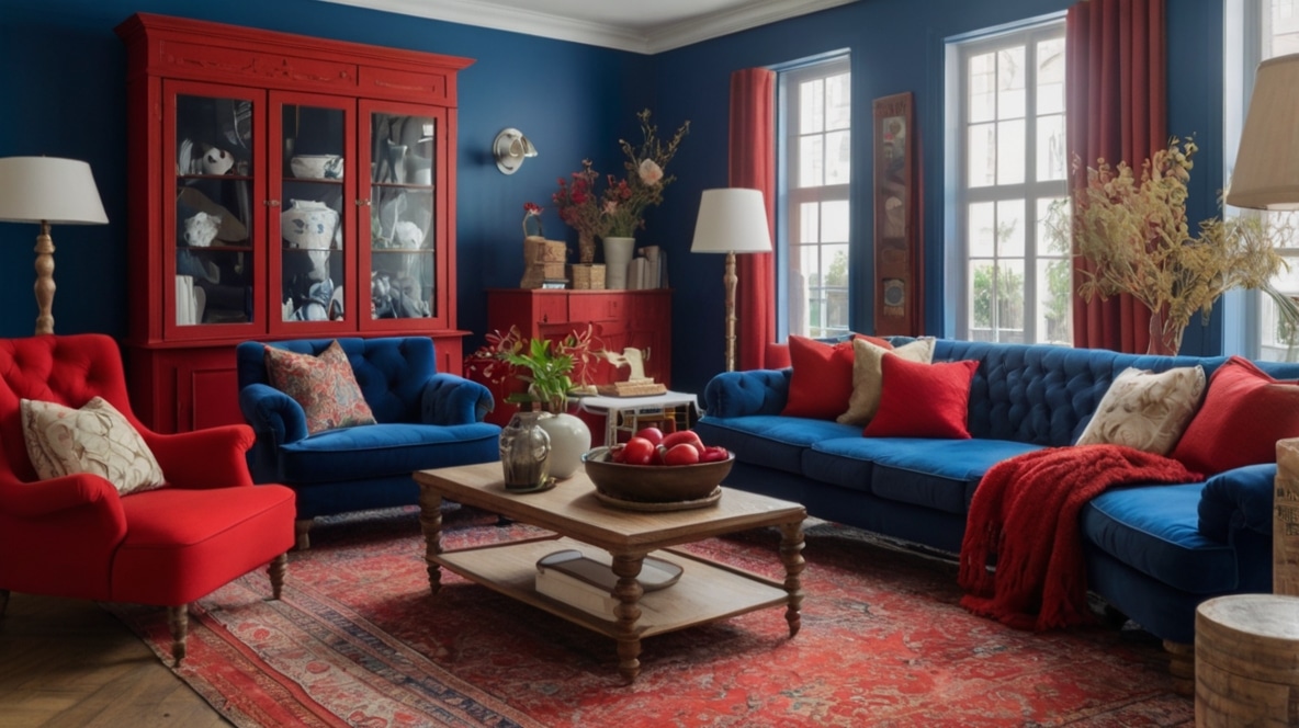 Blue and Red Living Room Ideas