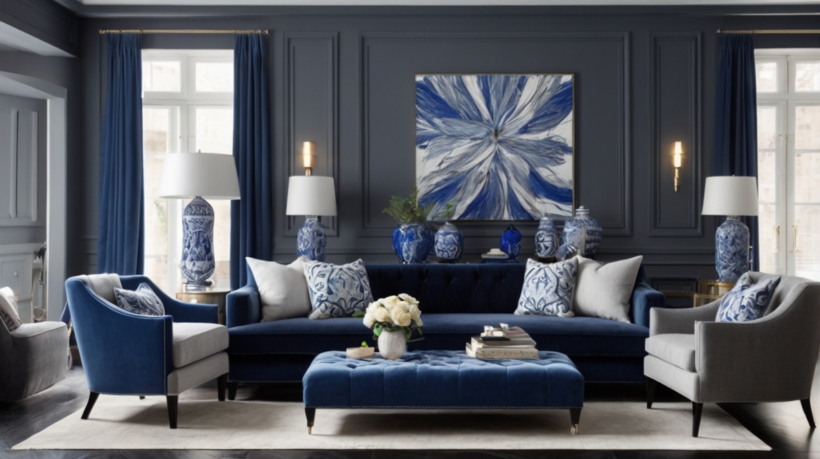 Royal Blue and Grey Living Room Ideas