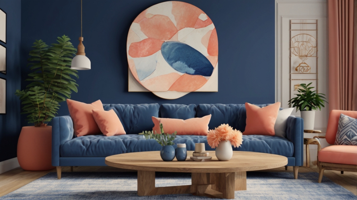 Blue and Coral Living Room Ideas