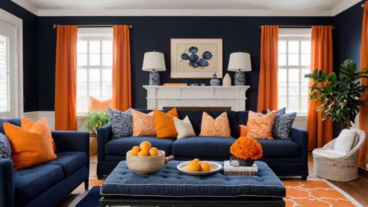 Navy and Orange Living Room Ideas
