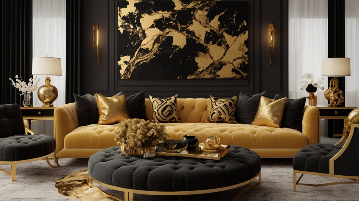 Black and Gold Living Room Inspirations