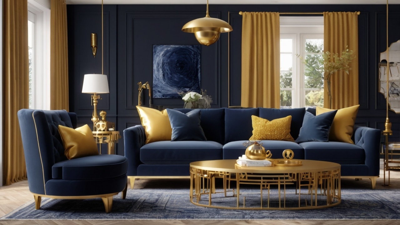 Navy Blue and Gold Living Room Ideas