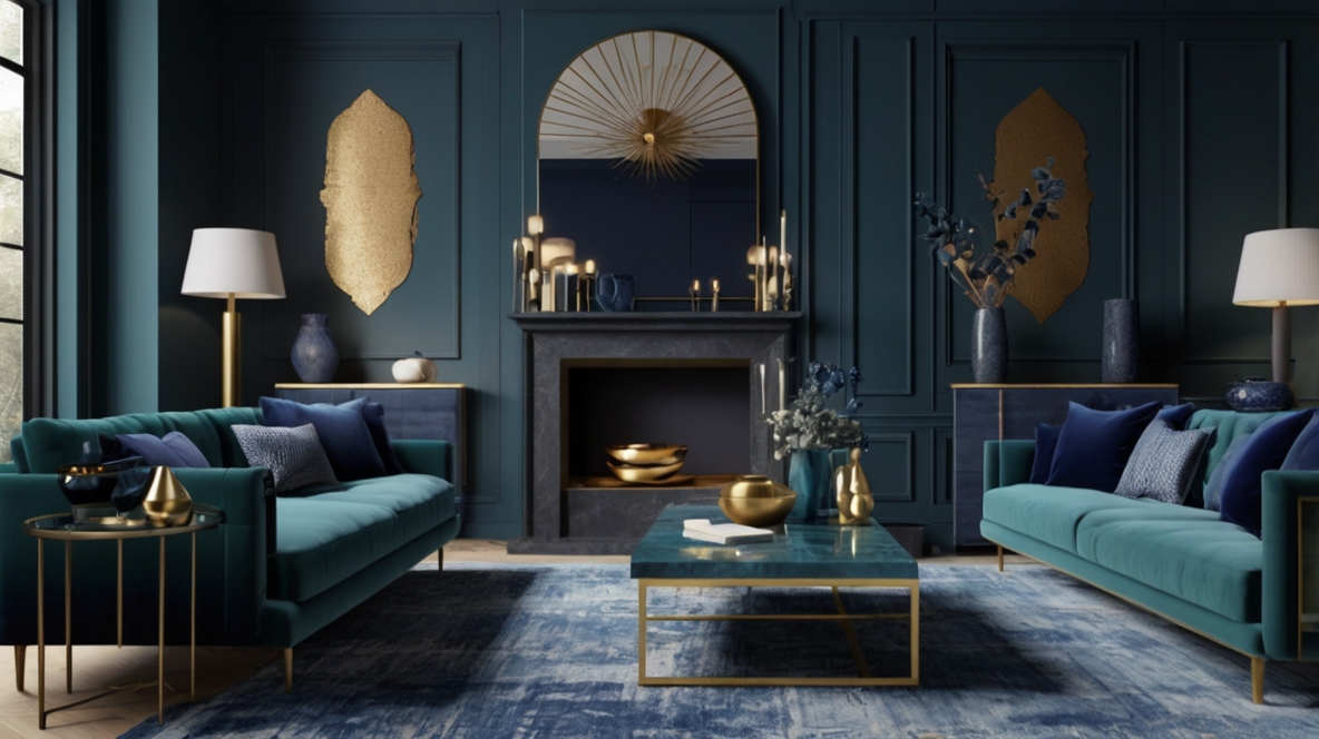 Teal and Navy Blue Living Room Ideas