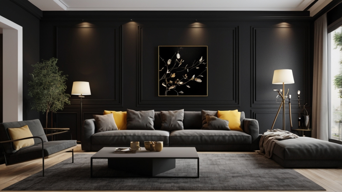 Bold Black Accent Wall Living Room Ideas
