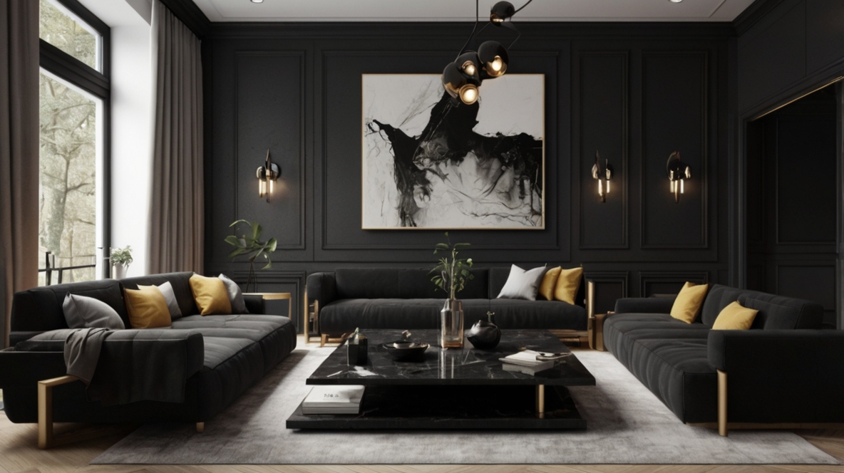 Black Sunken Living Room