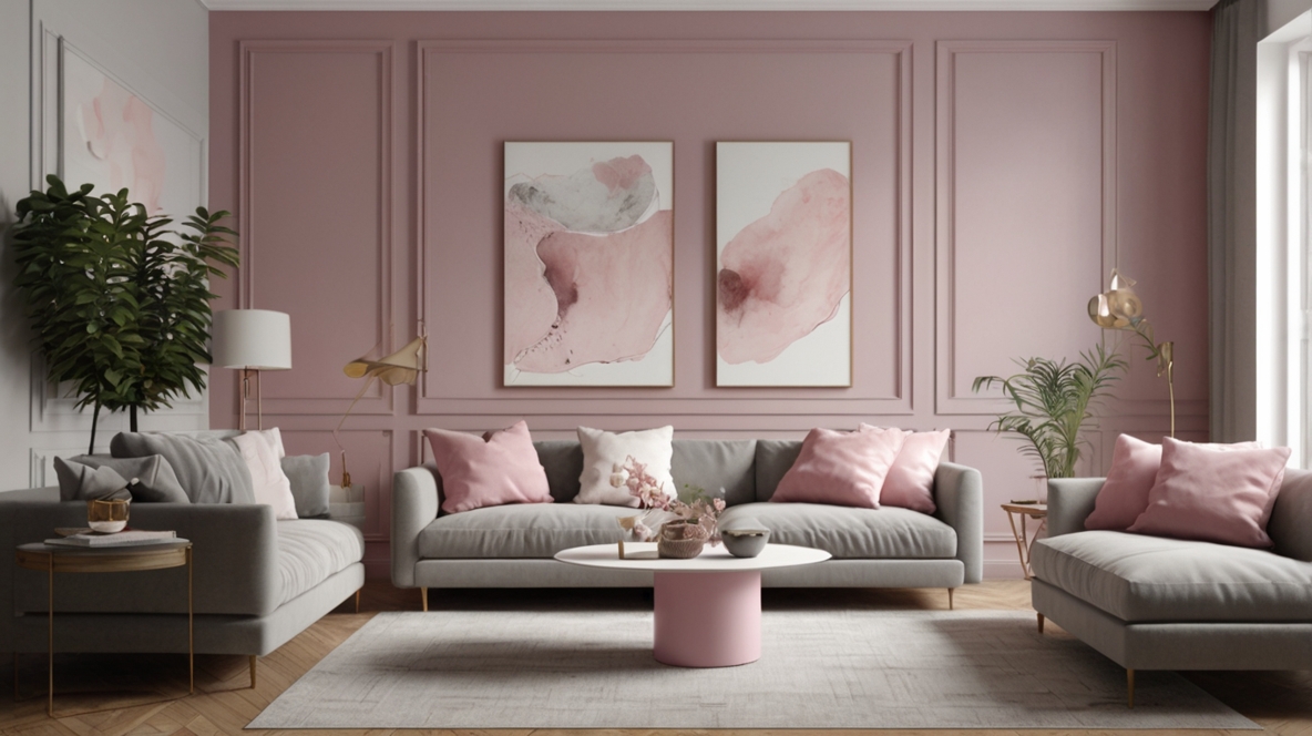 Pink, White and Grey Living Room Ideas